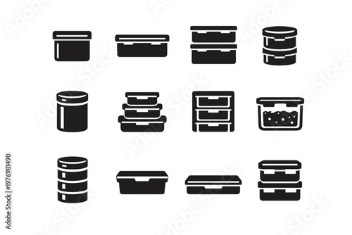 Rectangular container generation image simple stackable shelf drawer airtight icon vector box