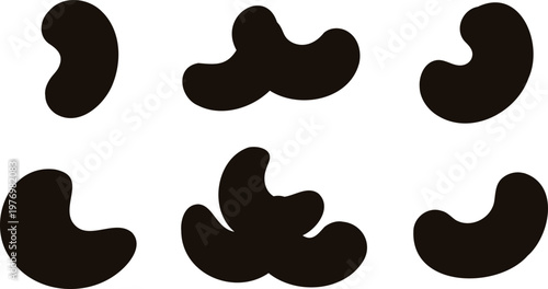 Kidney shapes in various orientations on white background for design and education purposes