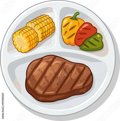 A fried steak on a plate isolated