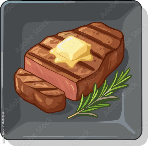 A fried steak on a plate isolated