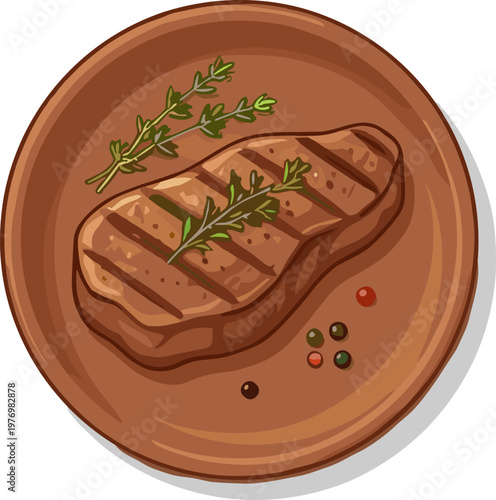 A fried steak on a plate isolated
