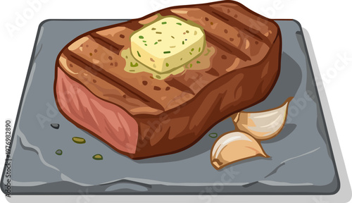 A fried steak on a plate isolated