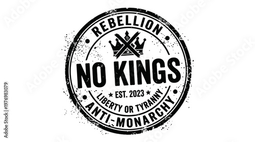 Anti-Monarchy Rebellion Circular Seal Design Black and White