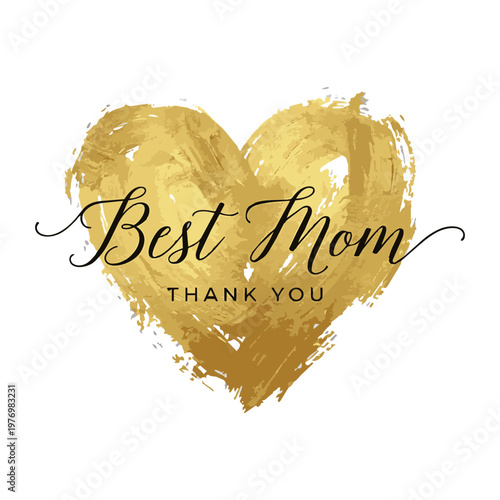 Golden Heart Best Mom Thank You Card.