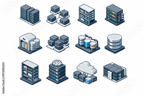 Simple storage image distributed pipeline vector cabinet platform data icon generation big