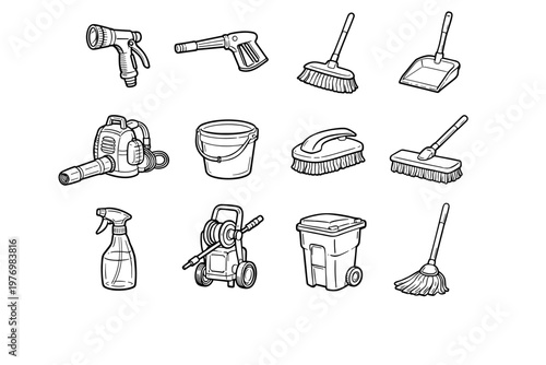 Washer outdoor icon driveway patio simple vector spray nozzle generation waste image