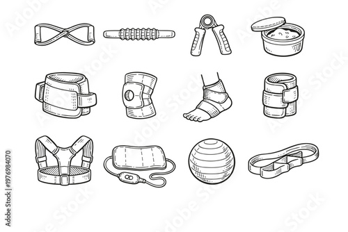 Grip generation brace simple belt physical icon image posture band strengthener vector