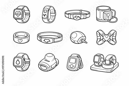 Monitoring health wristband vector simple generation image posture icon dock clip rate