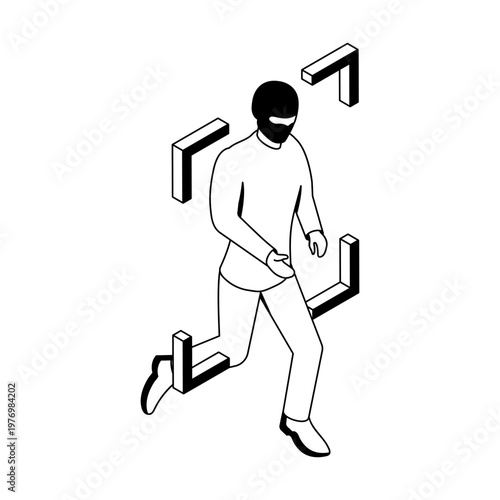 Icon depicting an intrusion detection in isometric style