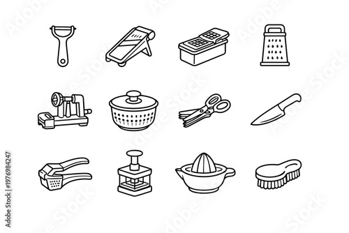 Tool device slicer icon simple vector scissors generation spinner peeler citrus cutter