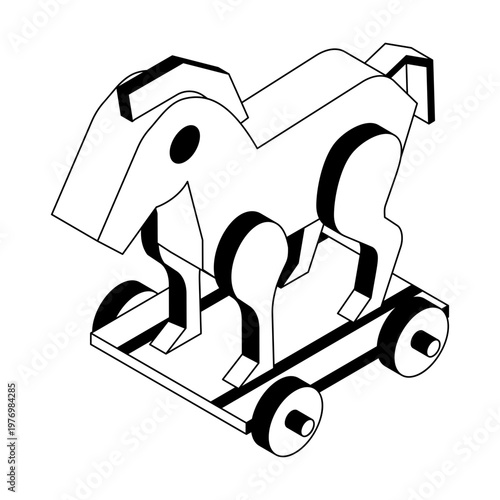 An isometric style icon showing a trojan hose

