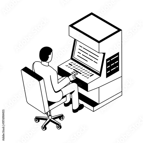 Icon depicting an admin console in isometric style
