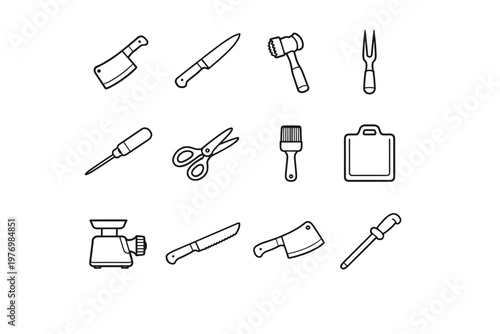 Image butcher vector steel generation kitchen blade icon simple hammer knife meat