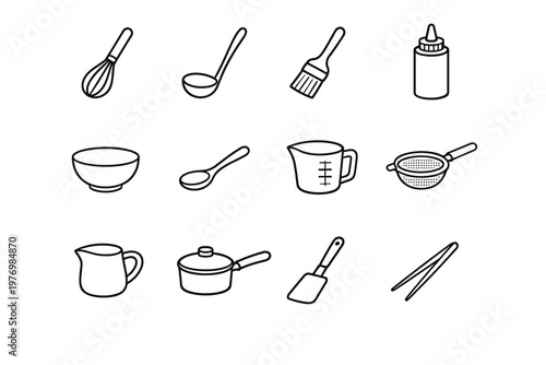 Icon cup vector pouring mixing garnish brush utensils sauce tool icons sieve