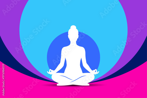 sagoma, donna, silhouette, meditazione, yoga, benessere, relax, rilassare, la mente, posizione yoga,