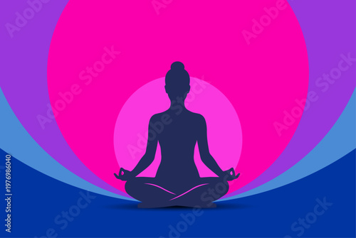 sagoma, donna, silhouette, meditazione, yoga, benessere, relax, rilassare, la mente, posizione yoga,