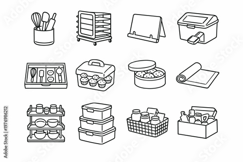 Vector box simple image rack stack supplies pantry icon storage baking book