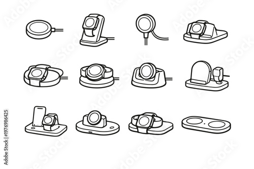 Icon vector plate simple smartwatch bedside watch image base charging charger pad