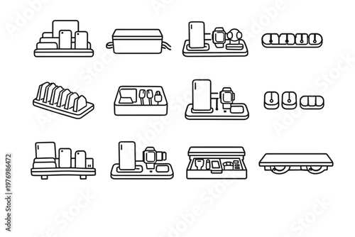 Desk station organizer simple cable vector icon rack image drawer equipment shelf