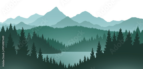 Obraz na płótnie Foggy mountains landscape background