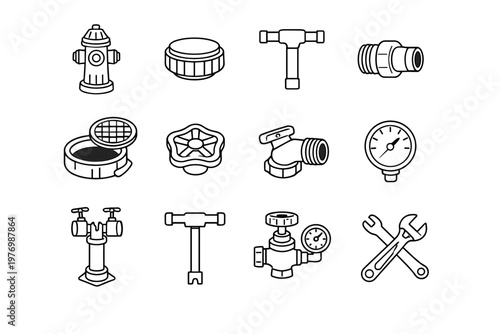 Underground cap generation hydrant vector handle icon tool simple image wrench valve