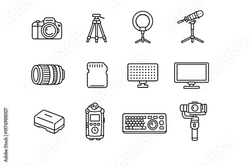 Light studio editing object dslr gimbal generation image icon simple vector device