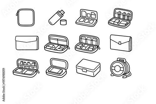 Device equipment generation reel image container icon case storage simple bag vector