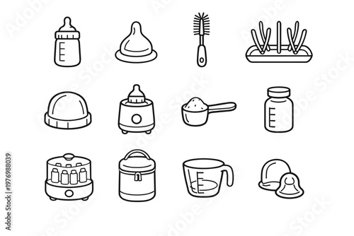 Lid generation simple storage formula cleaning icon nipple sterilizer image brush bottle