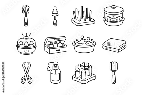 Basin sterilizer image cleaning vector icon drying simple bottle mat generation sterilizing