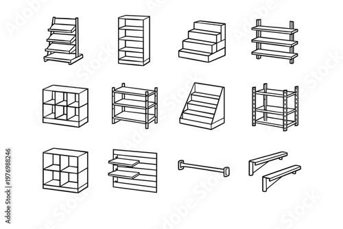 Store retail bracket simple modular wall shelf image vector icon rack display