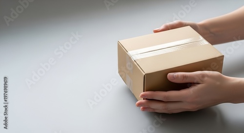 Hands Holding Small Brown Shipping Box