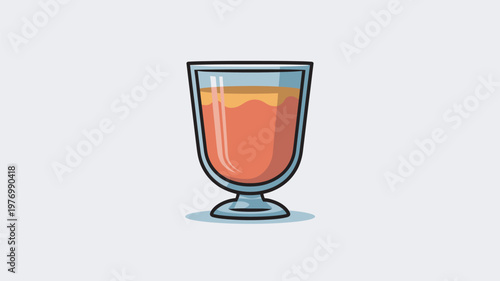 A cartoon illustration of a glass filled with a vibrant orange liquid on a plain background