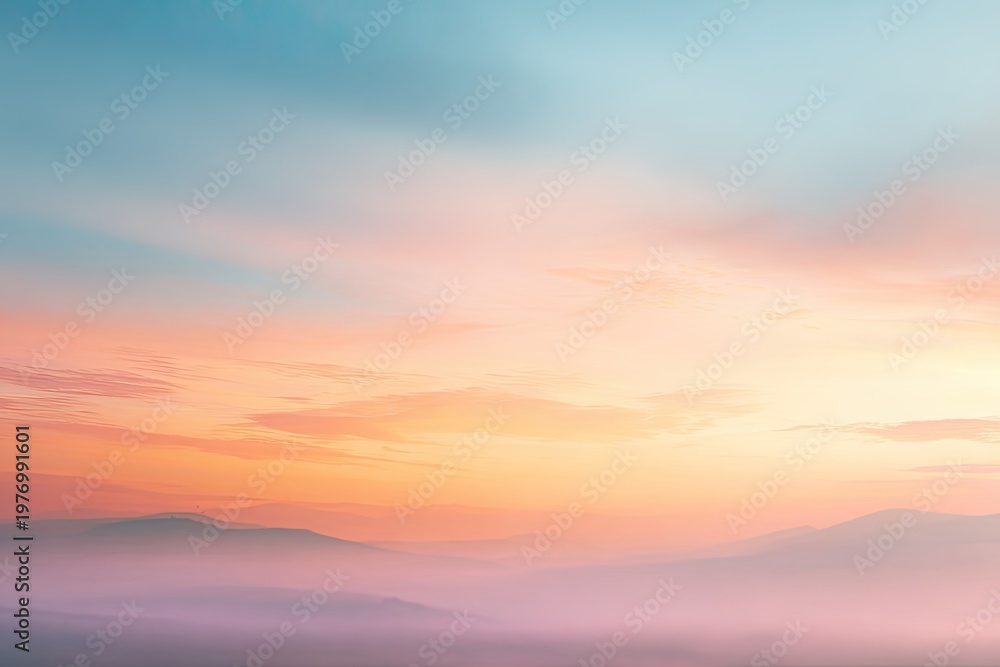 Obraz premium Vibrant Pastel Sky with Soft Clouds at Sunset or Sunrise.