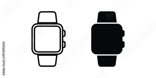Two set smartwatch in outline and solid black styles