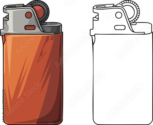 Lighter illustration & outline set isolated on transparent background