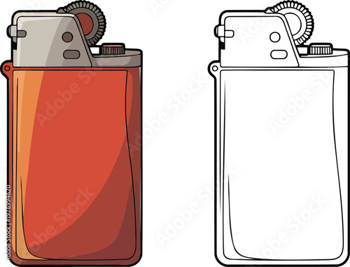 Lighter illustration & outline set isolated on transparent background