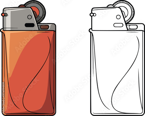 Lighter illustration & outline set isolated on transparent background