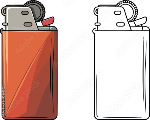 Lighter illustration & outline set isolated on transparent background