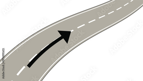 Curving road with directional arrow vector illustration for journey