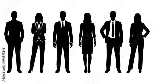 Business people silhouettes, professional team set, corporate group vector