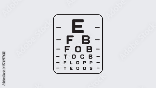 A simple black and white eye chart on a plain background for vision testing and eye care