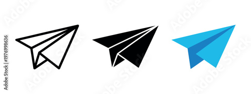Paper plane icon vector illustration blue paper plane logo representing send message, email, letter, telegram, and online chat concept