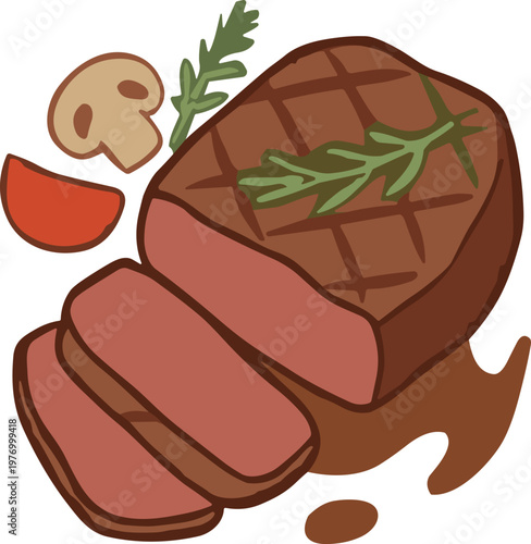 A fried steak flat illustration