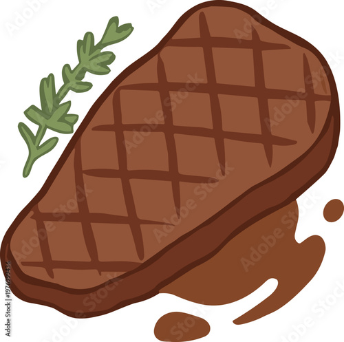 A fried steak flat illustration