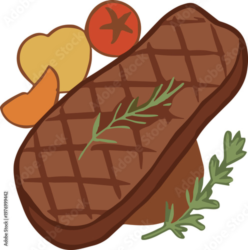 A fried steak flat illustration