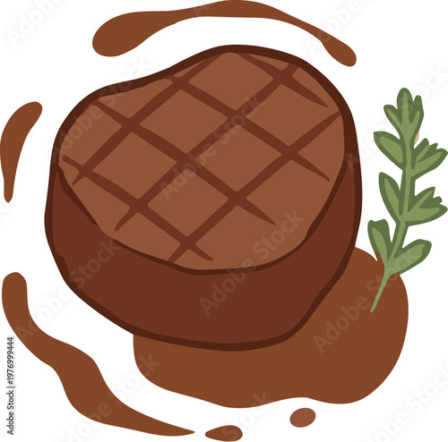 A fried steak flat illustration