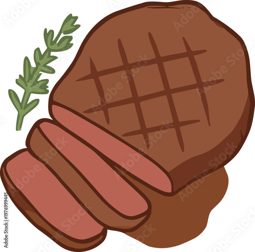 A fried steak flat illustration