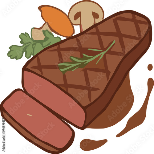 A fried steak flat illustration