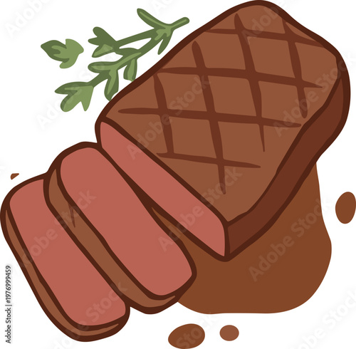 A fried steak flat illustration