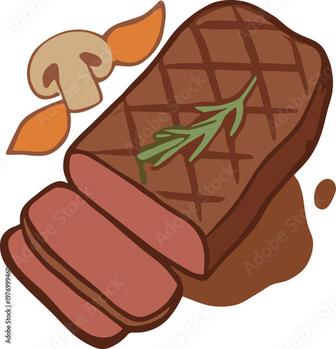 A fried steak flat illustration